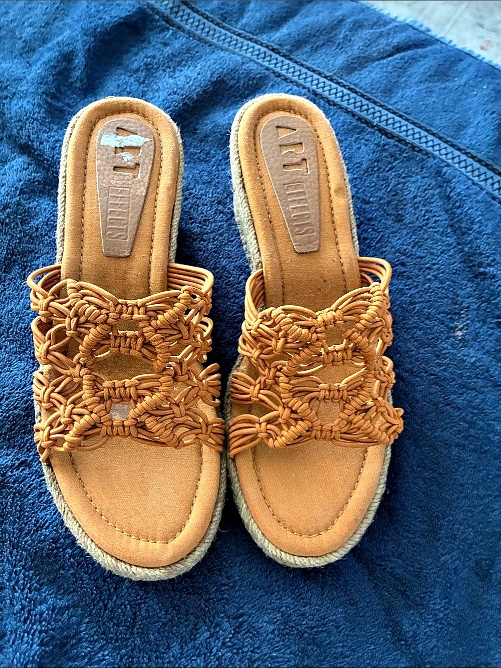 ART Woven Espadrille Wedge Sandals in Orange
